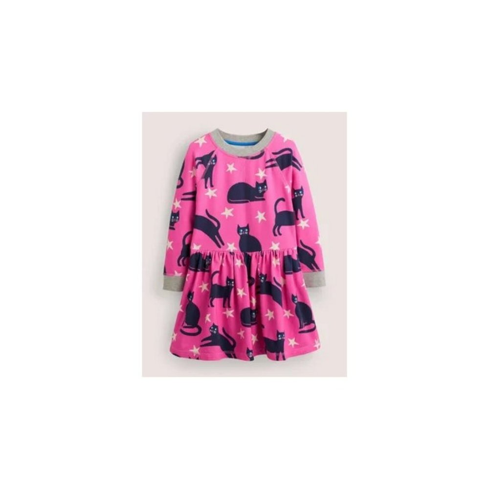 Mini Boden Pink Halloween Cats Sweatshirt Dress